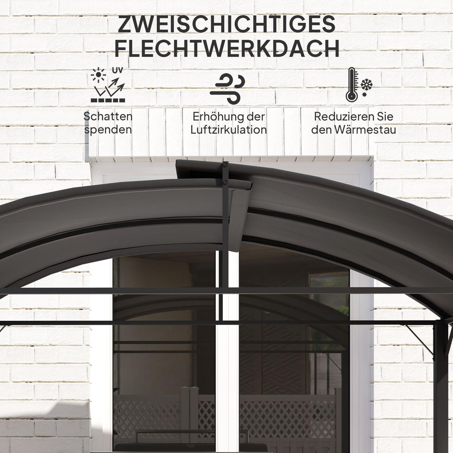 Northio Gazebo per barbecue 233 x 110 x 235 cm, padiglione da giardino antivento con doppio tetto, ripiani, gazebo con protezione UV, padiglione per barbecue in acciaio, tenda da giardino per barbecue per feste, grigio scuro Aosom  