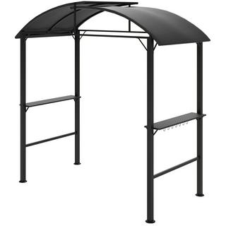 Northio Gazebo per barbecue 233 x 110 x 235 cm, padiglione da giardino antivento con doppio tetto, ripiani, gazebo con protezione UV, padiglione per barbecue in acciaio, tenda da giardino per barbecue per feste, grigio scuro Aosom  