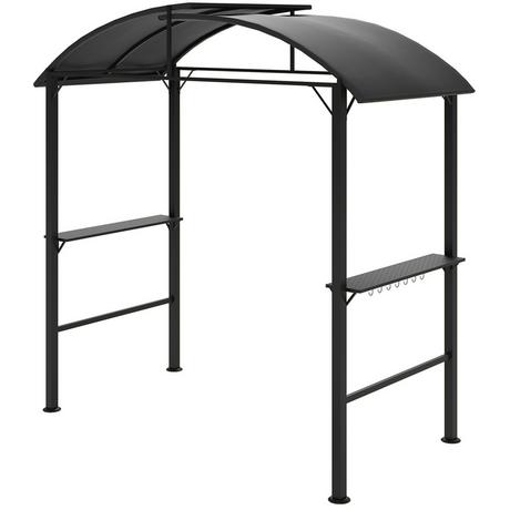 Northio Gazebo per barbecue 233 x 110 x 235 cm, padiglione da giardino antivento con doppio tetto, ripiani, gazebo con protezione UV, padiglione per barbecue in acciaio, tenda da giardino per barbecue per feste, grigio scuro Aosom  