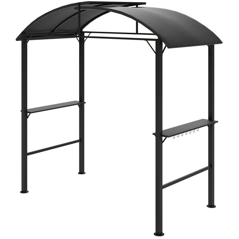 Northio Gazebo per barbecue 233 x 110 x 235 cm, padiglione da giardino antivento con doppio tetto, ripiani, gazebo con protezione UV, padiglione per barbecue in acciaio, tenda da giardino per barbecue per feste, grigio scuro Aosom  