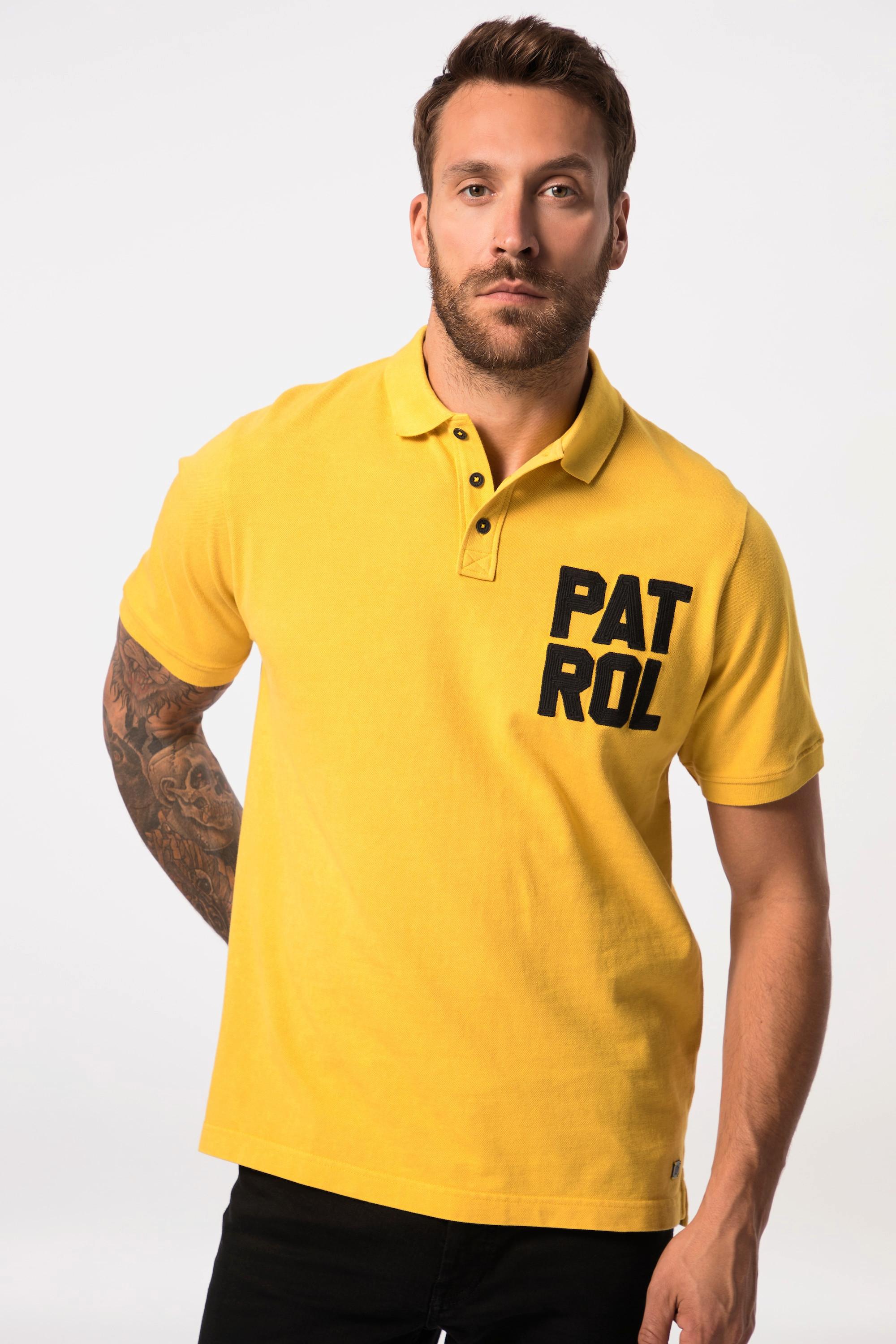 JP1880  Maglia polo di piqué con mezze maniche e applicazioni giallo oro scuro 