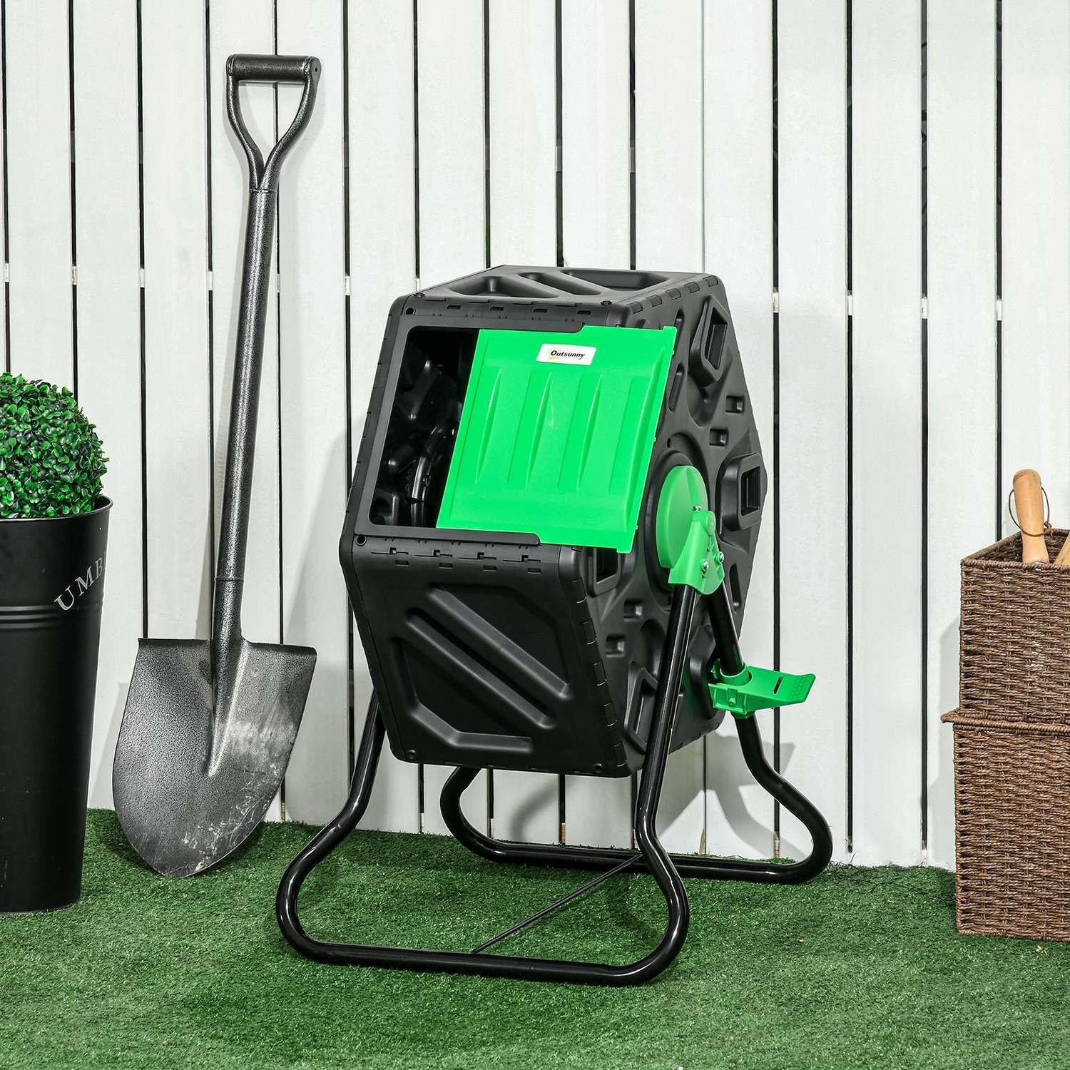 Northio Compostiera 65 litri, compostiera rapida girevole 60x49x77 cm in plastica, compostiera termica resistente alle intemperie con sistema di ventilazione, coperchio, compostiera da giardino, contenitore per compost per giardino, cucina, balcone  