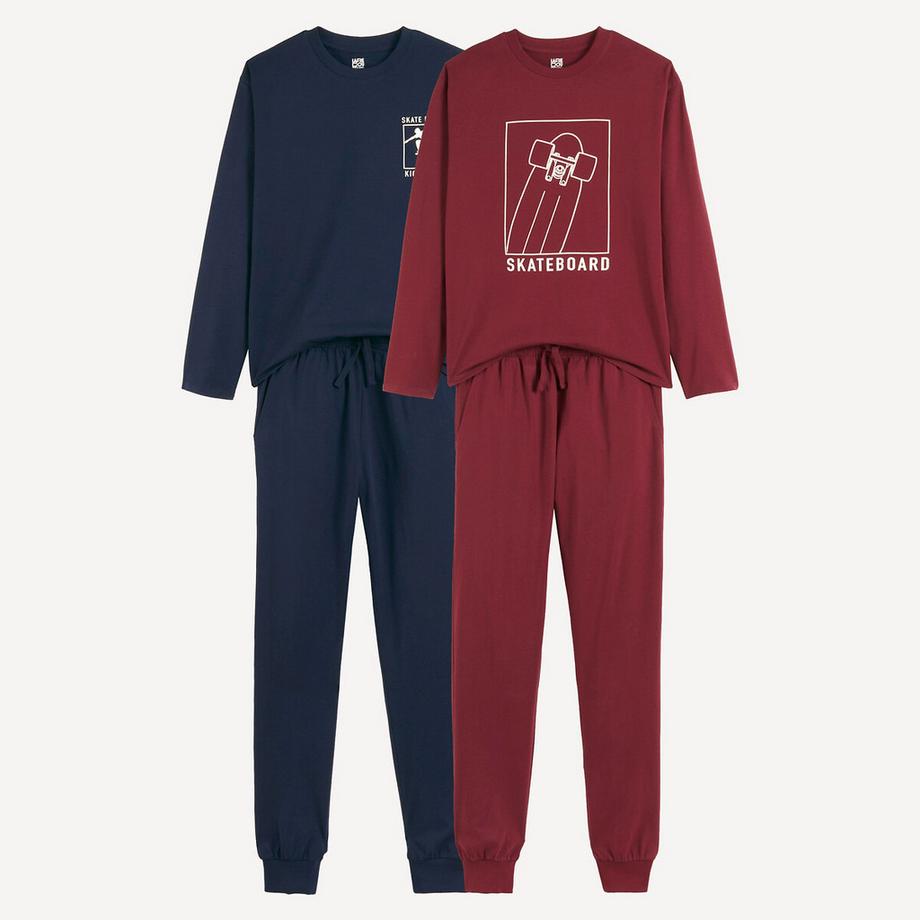 2er-Set Baumwollpyjamas mit Skateboard-Motiven