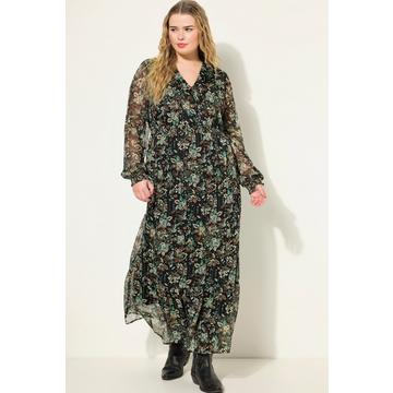 Robe maxi coupe trapèze à imprimé floral, effet cache-cœur