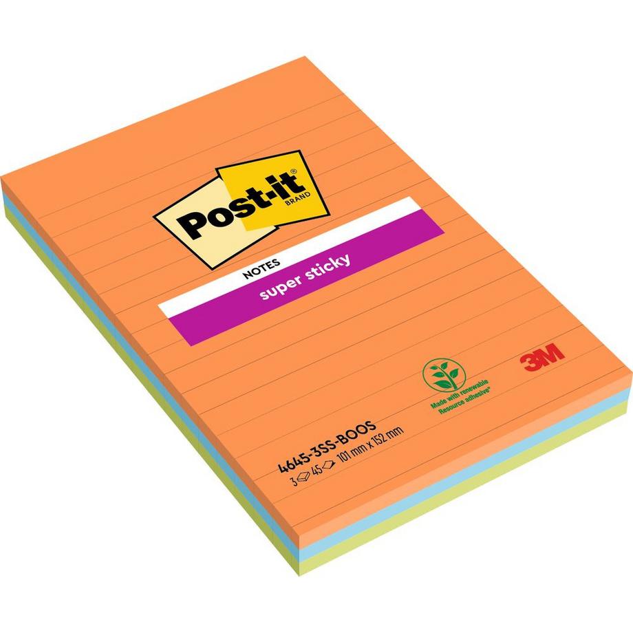 Post it Notes Super Sticky lignés 3 blocs ONE SIZE | MANOR
