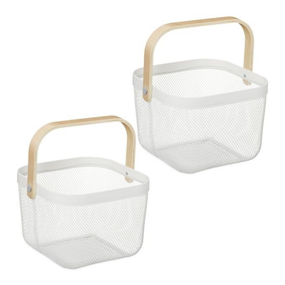Paniers en fil métallique avec poignées, lot de 2
