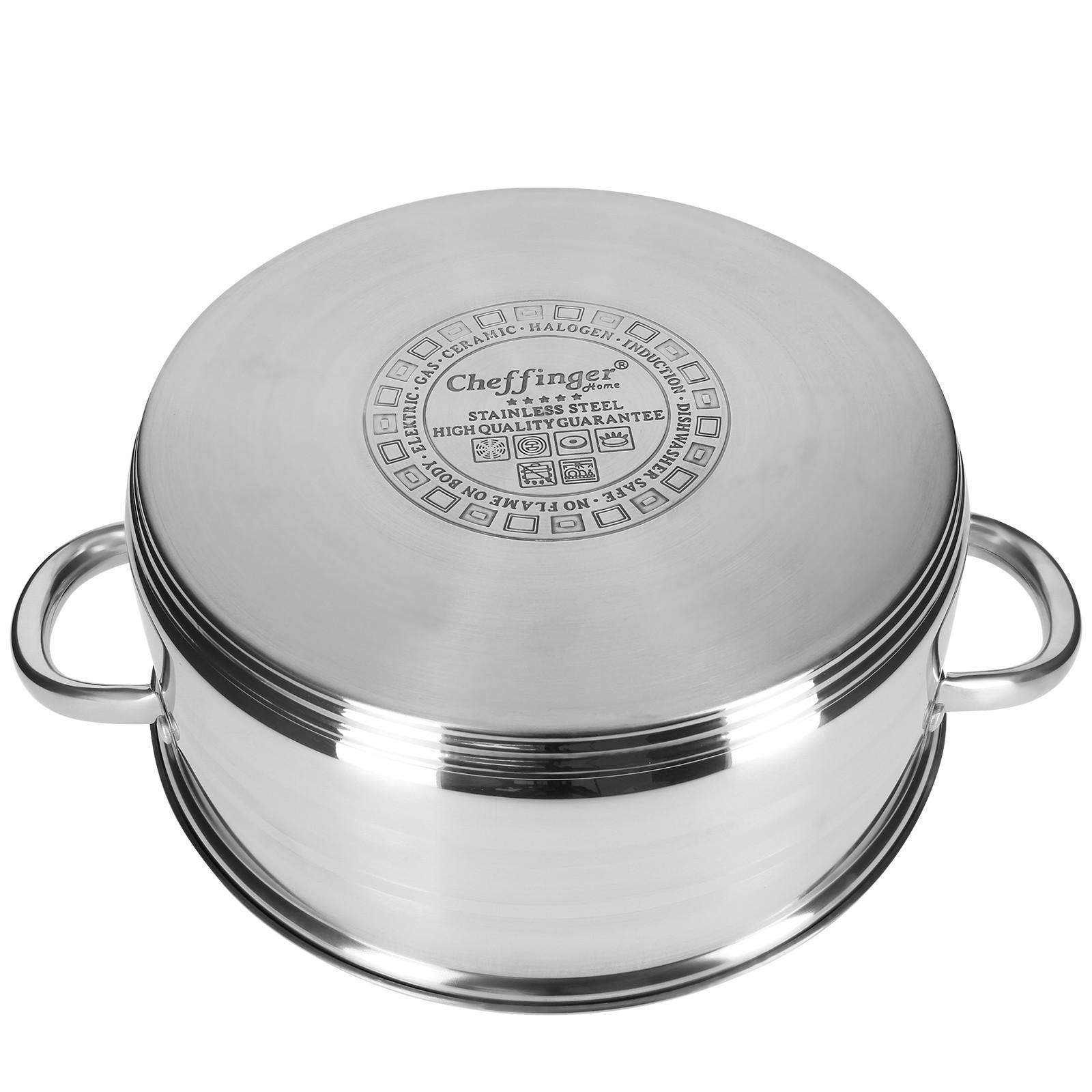 Cheffinger Ensemble de 3 Marmites 26/28/30 cm Inox  