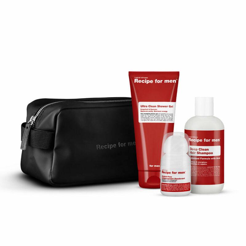 Recipe for Men  Kit per capelli e corpo con borsa da toilette 