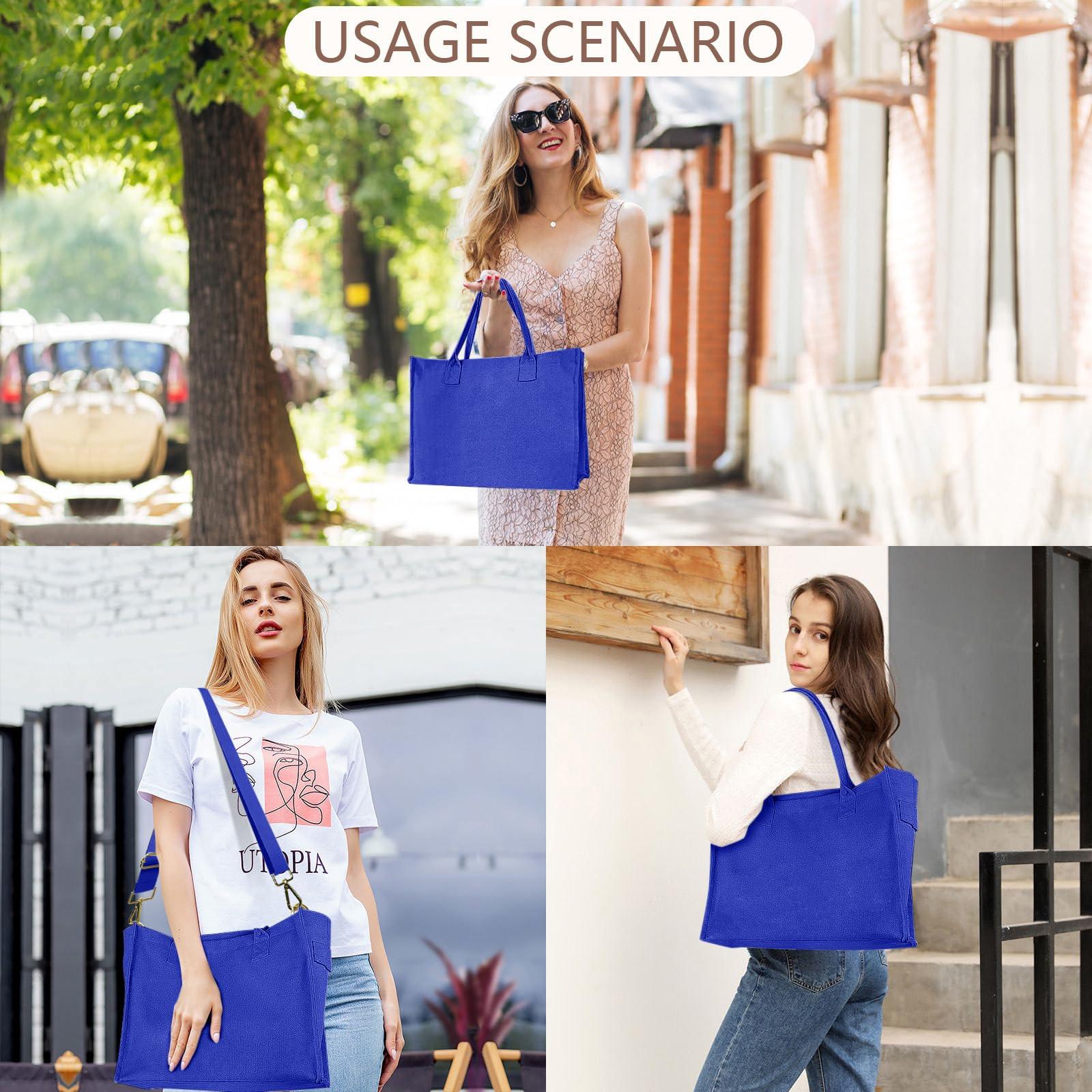 Only-bags.store Canvas Einkaufstasche Grosse Handtasche Reisetasche Arbeitstasche mit Schultergurt Reissverschluss  