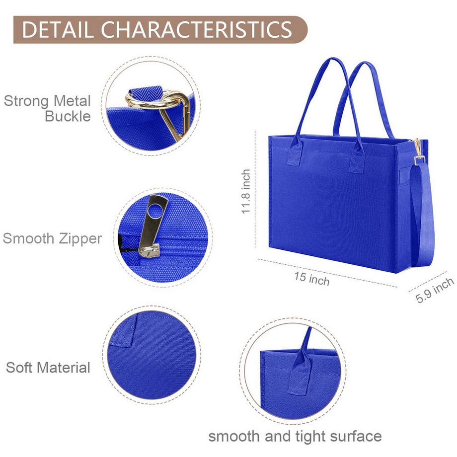 Only-bags.store Sac Fourre-Tout en Toile Grand Sac à Main Sac de Voyage Sac de Travail avec Bandoulière Fermeture Éclair  