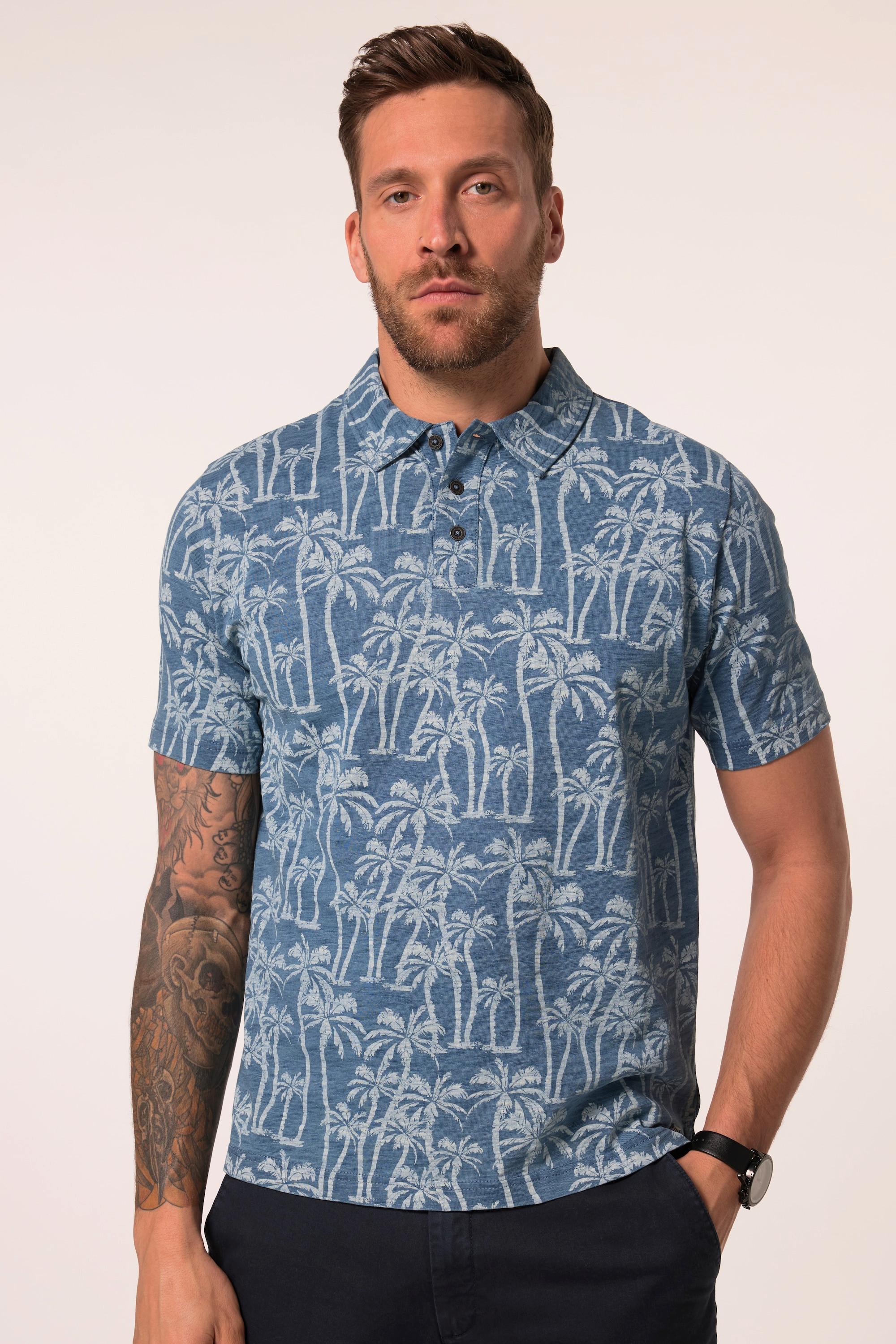 JP1880 Halbarm Alloverprint Vintage Look Poloshirt  
