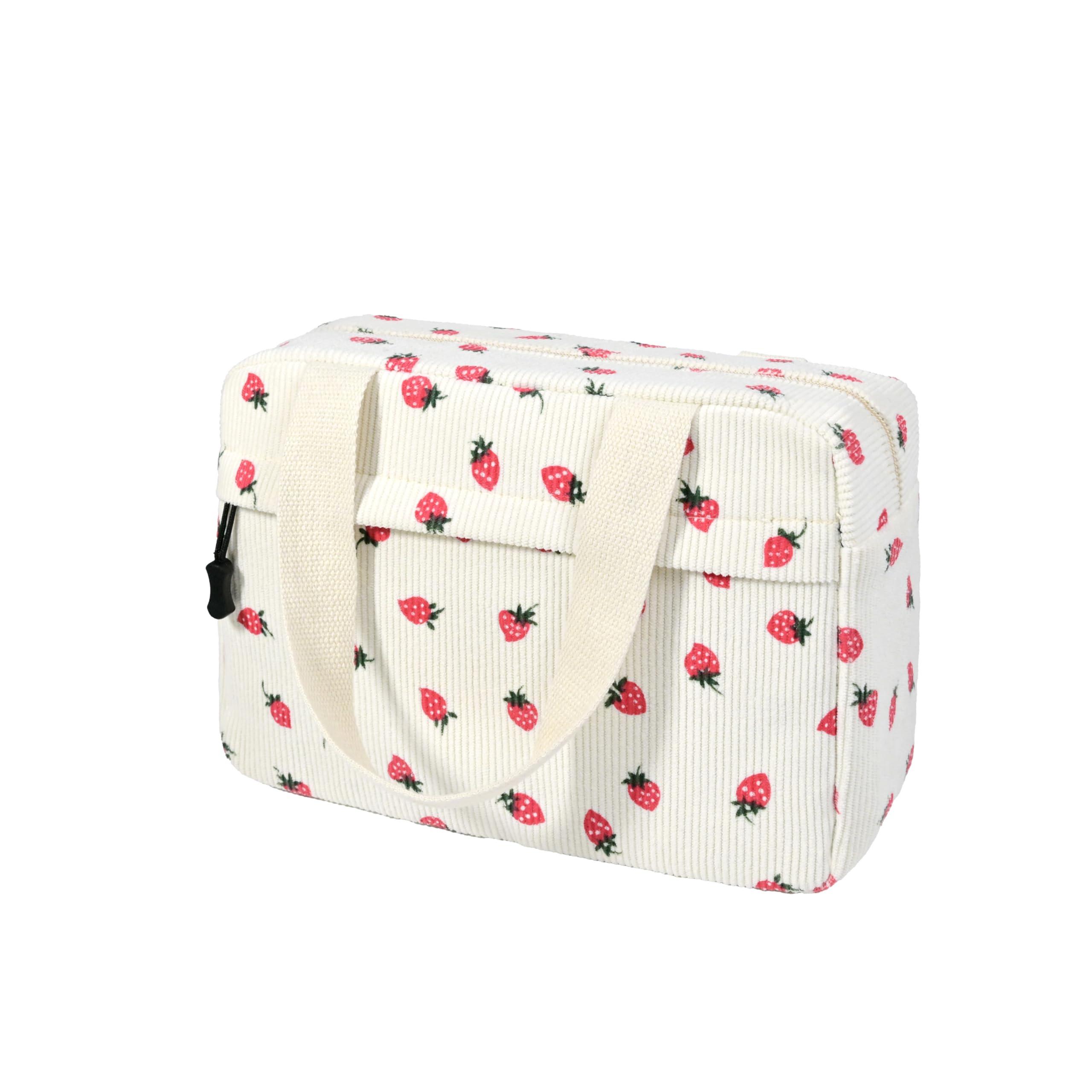 Only-bags.store Große Kosmetiktasche Kord Strawberry Print  