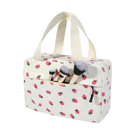 Only-bags.store Große Kosmetiktasche Kord Strawberry Print  