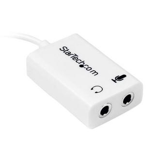 STARTECH.COM  StarTech.com Adaptateur pour casque avec prises pour écouteur et microphone séparées - Mini-Jack 3,5mm 1x (M) 2x (F) - Blanc 