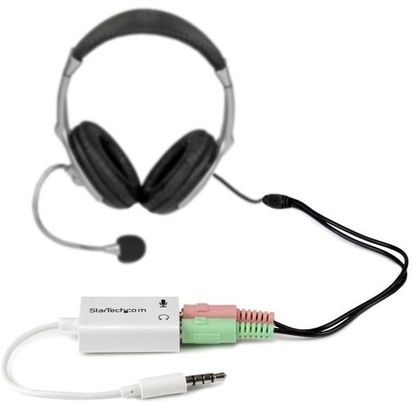 STARTECH.COM  StarTech.com 3,5mm Klinke Audio Y-Kabel - 4 pol. auf 3 pol. Headset Adapter für Headsets mit Kopfhörer / Microphone Stecker - St/Bu - Weiß 