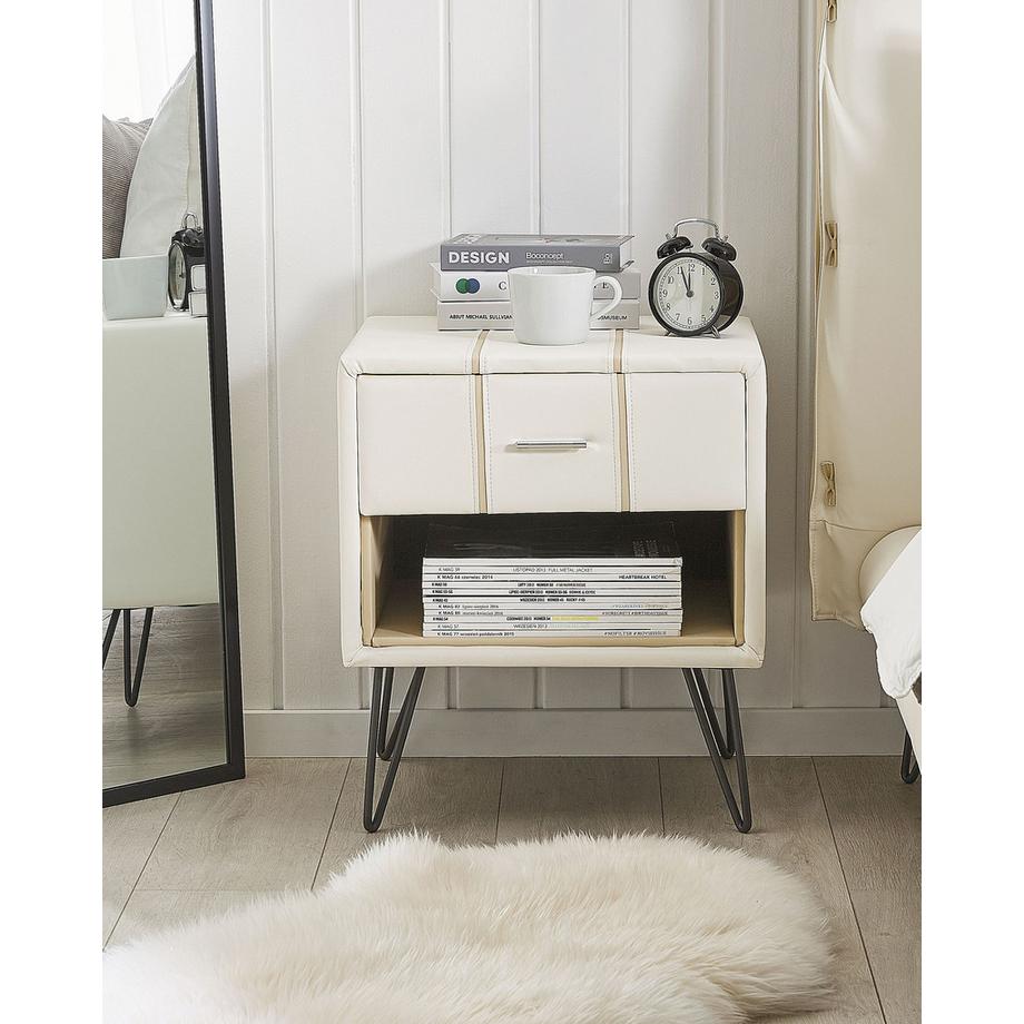 Beliani Nachttisch mit 1 Schublade aus Kunstleder Retro BETIN  