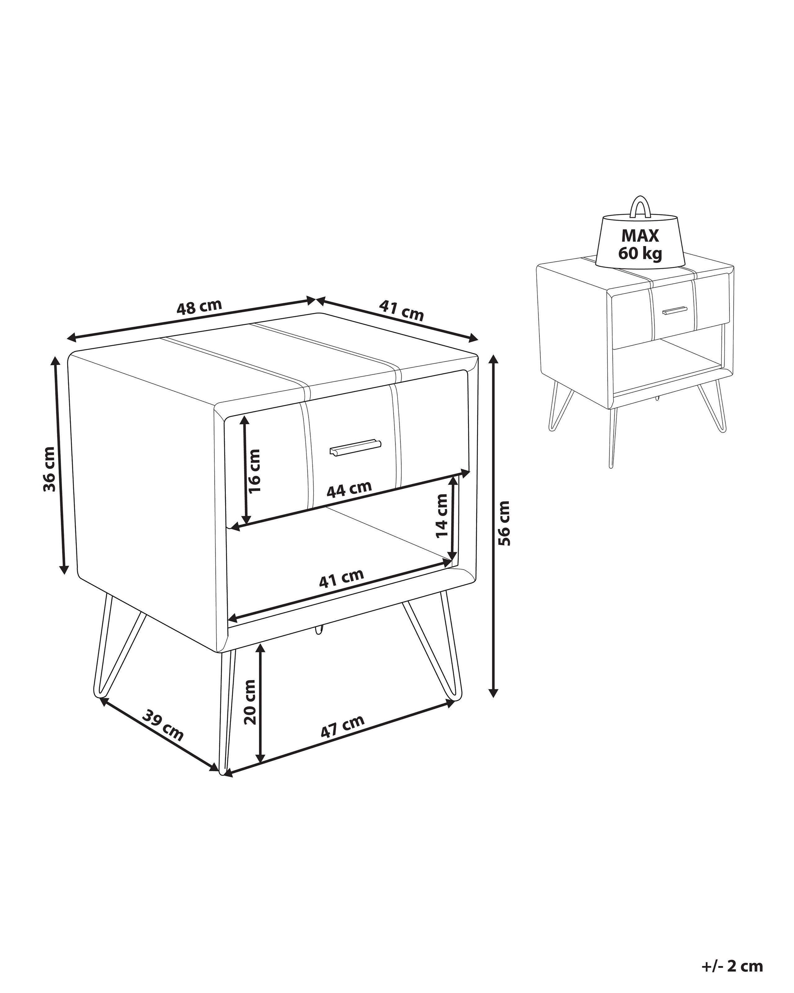 Beliani Nachttisch mit 1 Schublade aus Kunstleder Retro BETIN  