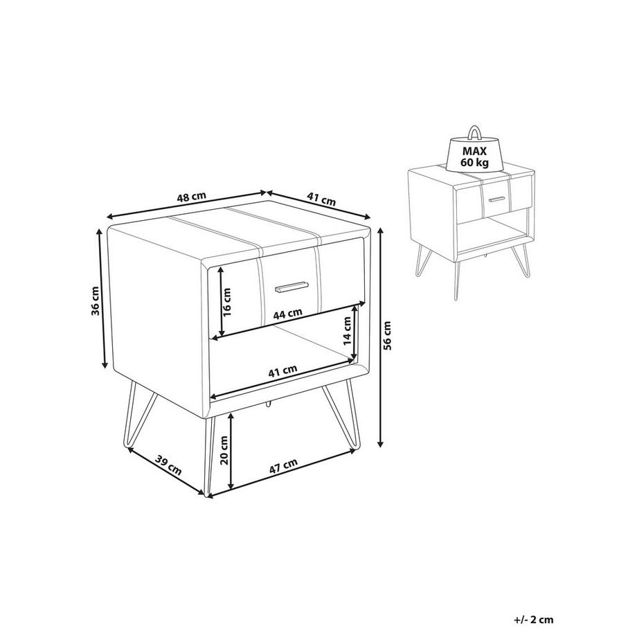 Beliani Nachttisch mit 1 Schublade aus Kunstleder Retro BETIN  