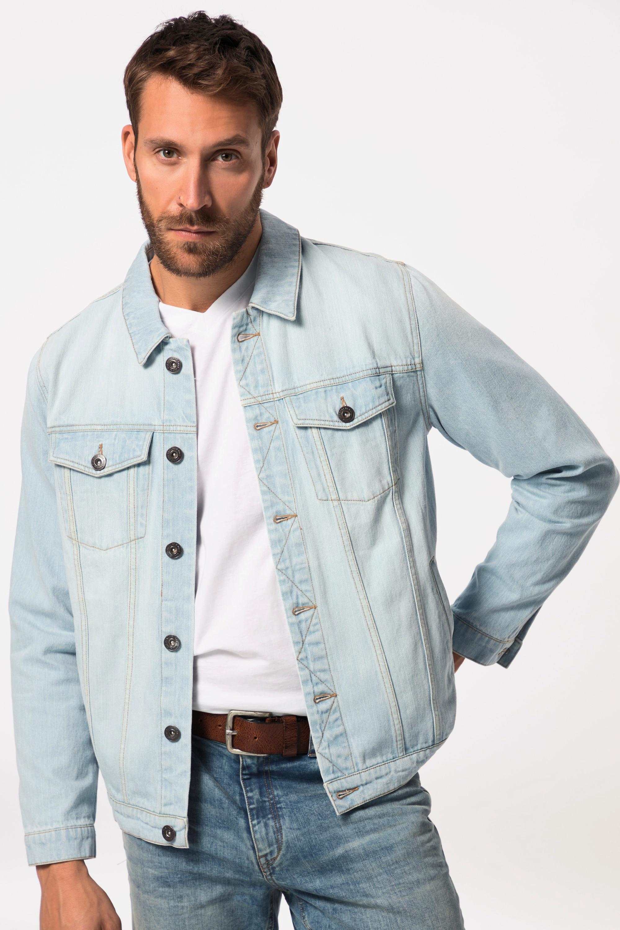 JP1880  Veste en jean. Poches poitrine et patte de boutonnage. Jusqu'au 8XL 