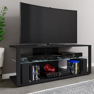 VCM Bois TV Lowboard Armoire TV Rack Console Meubles Table TV Phono Verre Folas XL  