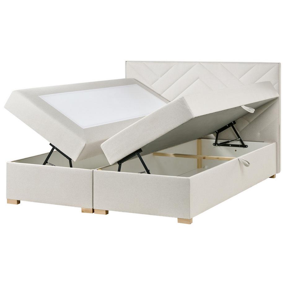 Beliani Lit boxspring avec rangement en Tissu  ESQUIRE  