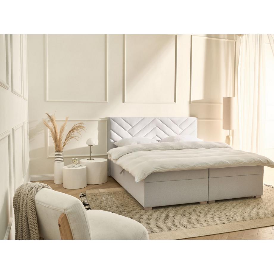 Beliani Lit boxspring avec rangement en Tissu  ESQUIRE  
