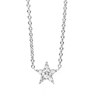 MUAU Schmuck  Collier or blanc 585/14K diamant étoile 0,1ct. 43 cm Argent