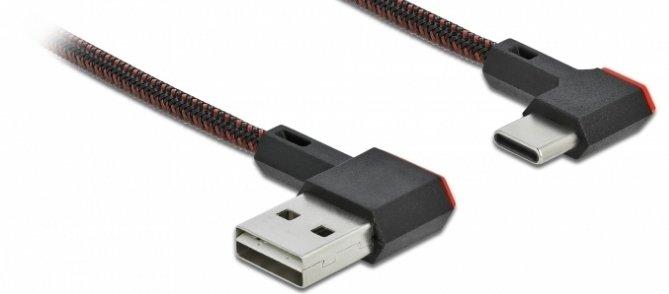 DeLock  Câble EASY-USB 2.0 Type-A mâle à USB Type-C™ mâle coudé vers la gauche / droite 0,2 m noir 