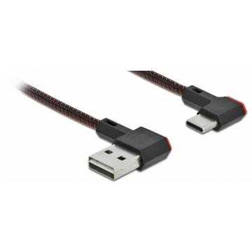 EASY-USB 2.0 Kabel Typ-A Stecker zu USB Type-C™ Stecker gewinkelt links  rechts 0,2 m