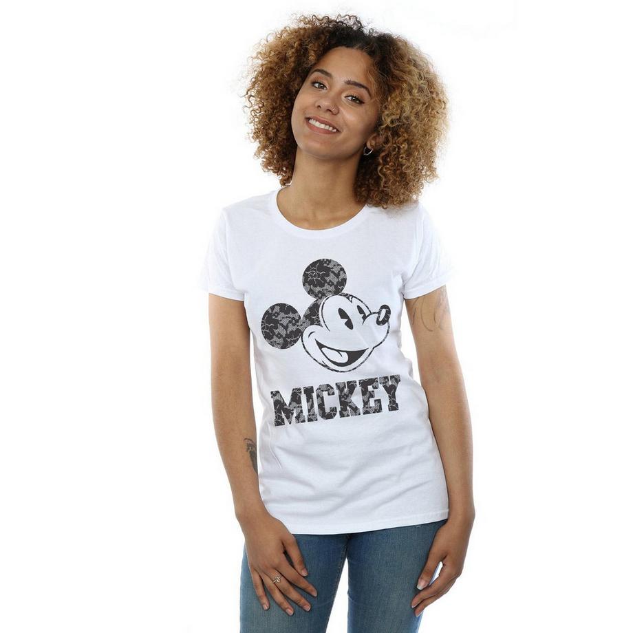 Disney Mickey Mouse T-Shirt Imprimé Dentelle  