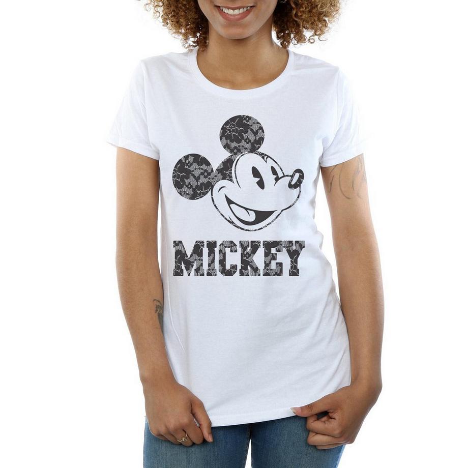 Disney Mickey Mouse T-Shirt Imprimé Dentelle  