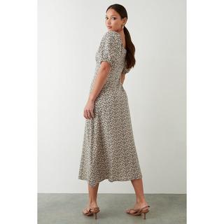 Dorothy Perkins Gerafftes geblümtes Midikleid  