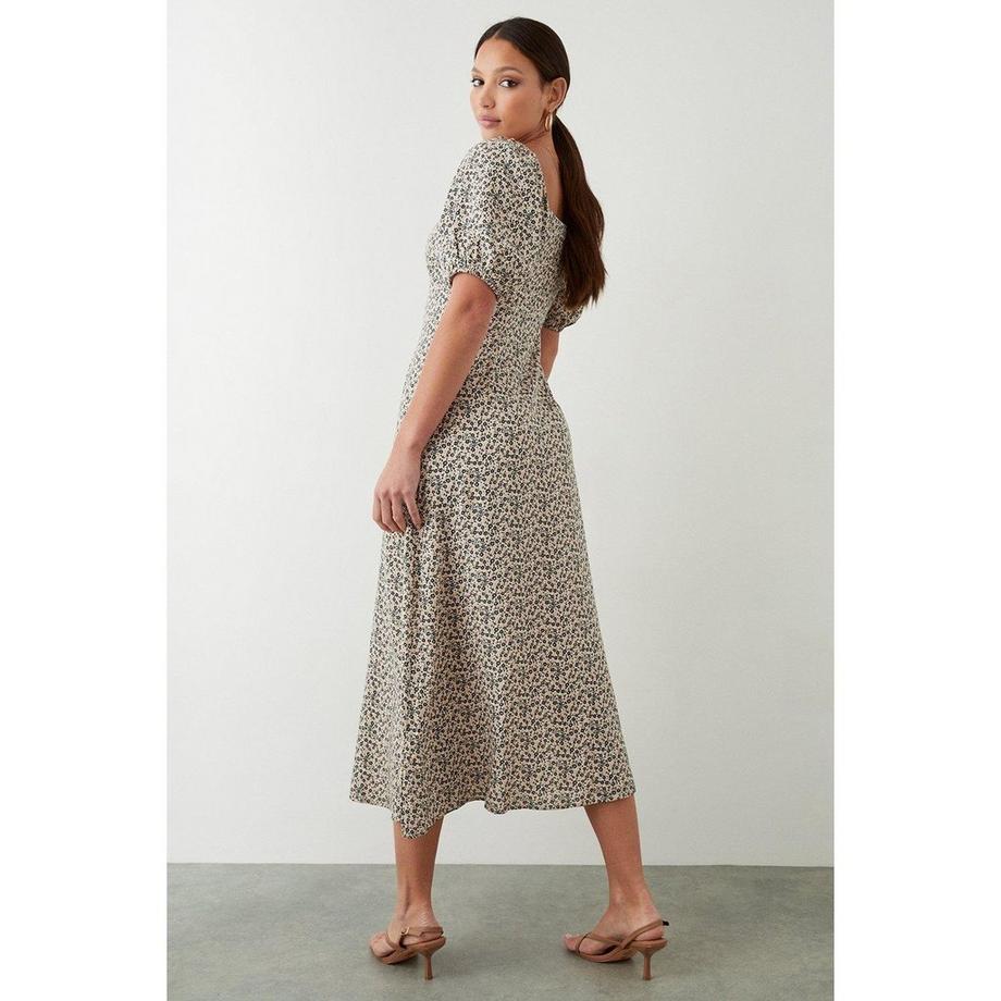 Dorothy Perkins Gerafftes geblümtes Midikleid  