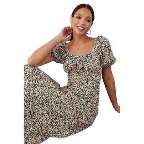 Dorothy Perkins Gerafftes geblümtes Midikleid  