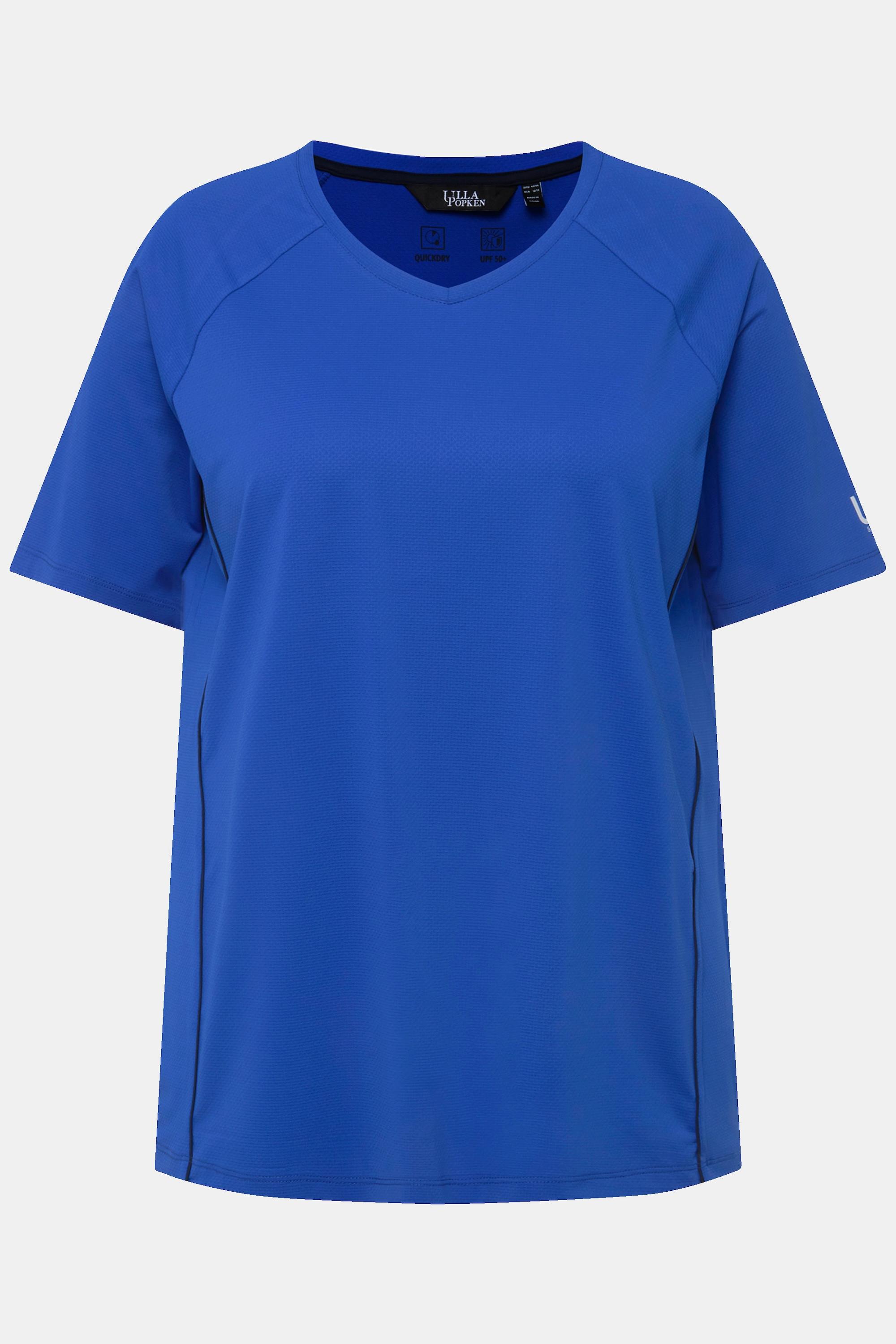 Ulla Popken  T-Shirt, UV-Schutz 50+, V-Ausschnitt, Halbarm 