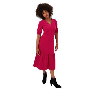 Robe Velours Côtelé Rétro Manches Bouffantes