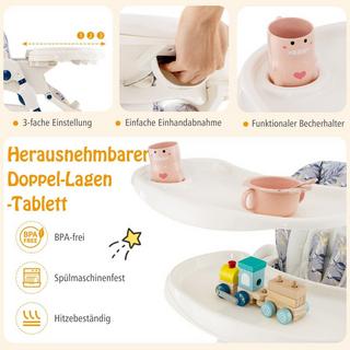 Northio  Klappbarer Hochstuhl mit Rädern & Verstellbarer Höhe & Fußstütze & Rückenlehne Babysitz Marineblau 
