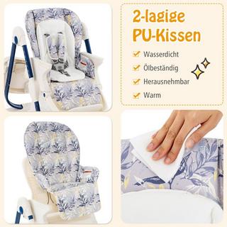 Northio  Klappbarer Hochstuhl mit Rädern & Verstellbarer Höhe & Fußstütze & Rückenlehne Babysitz Marineblau 
