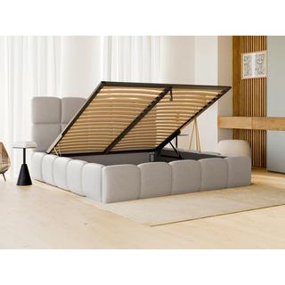 PASCAL MORABITO Lit coffre 140 x 190cm - Tissu chiné - Gris clair + Matelas - DAMADO de Pascal Morabito  