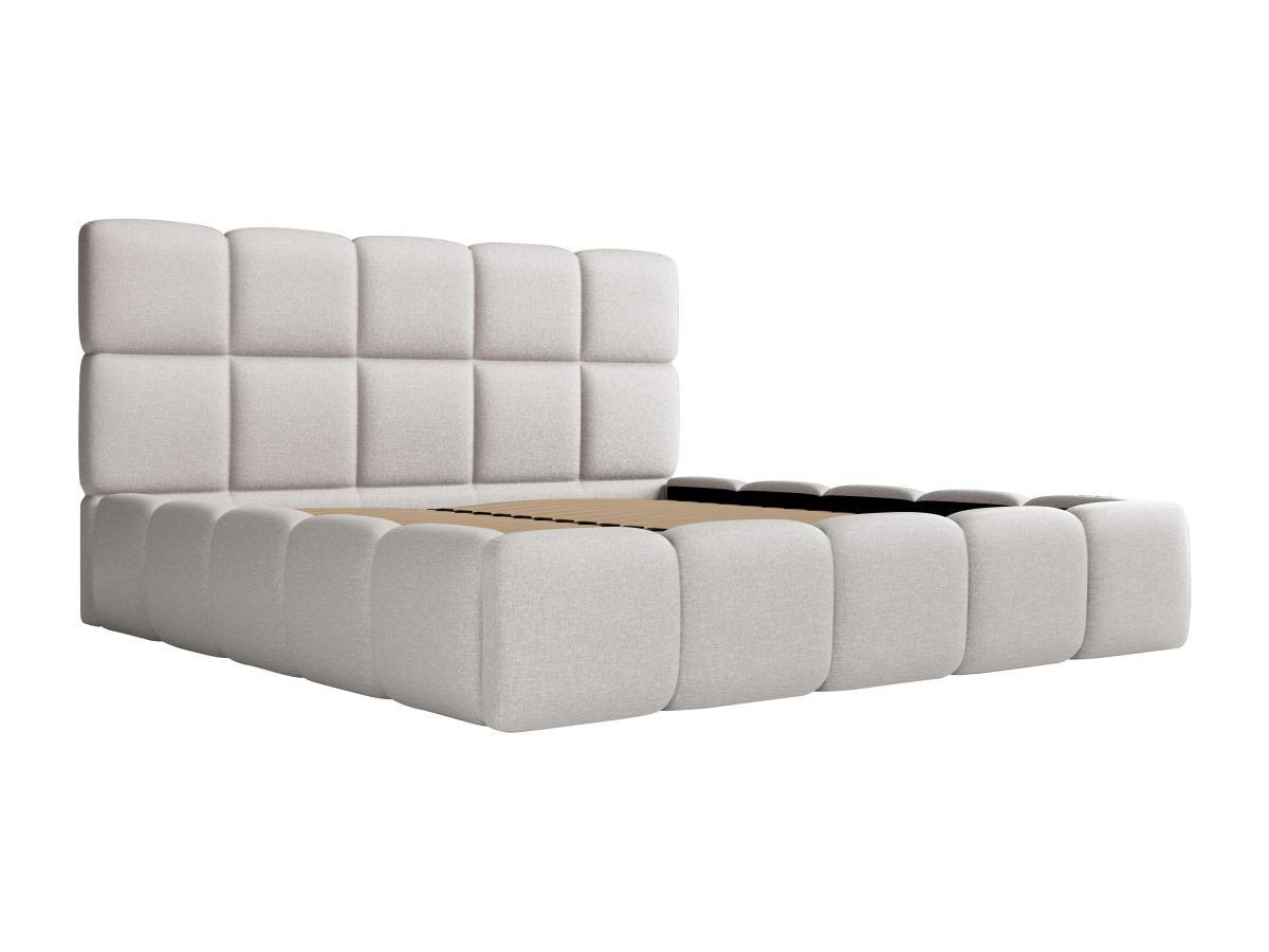 PASCAL MORABITO Lit coffre 140 x 190cm - Tissu chiné - Gris clair + Matelas - DAMADO de Pascal Morabito  