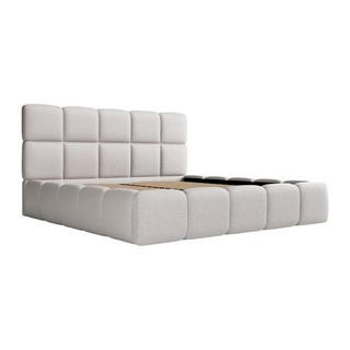 PASCAL MORABITO Lit coffre 140 x 190cm - Tissu chiné - Gris clair + Matelas - DAMADO de Pascal Morabito  