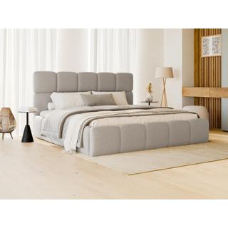 PASCAL MORABITO Lit coffre 140 x 190cm - Tissu chiné - Gris clair + Matelas - DAMADO de Pascal Morabito  