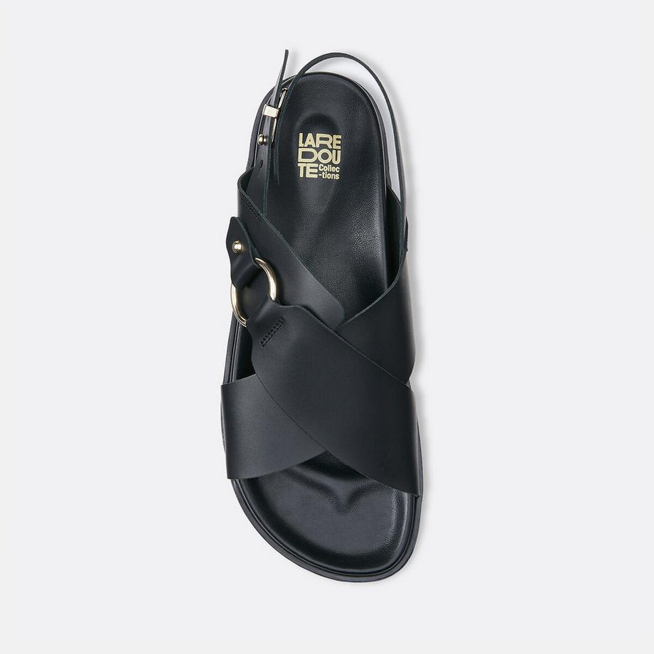 La Redoute Collections Sandales croisées en cuir lisse  