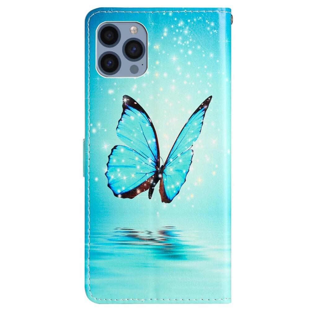 Cover-Discount  iPhone 15 Pro Max - Custodia in farfalla blu con cordino 