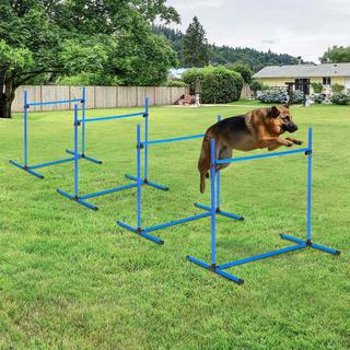 Northio Agility Hürdenset Slalom Stangen Hunde Training Set 4 X Hürden, Kunststoff, Blau, 99X65X94Cm  