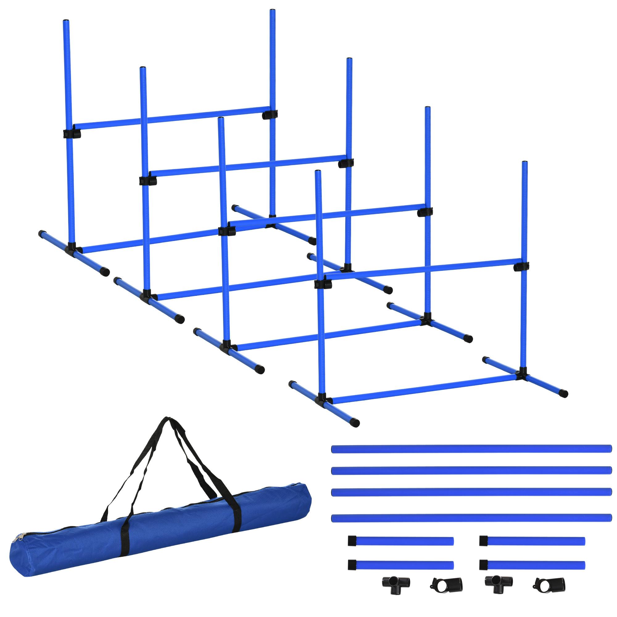 Northio Agility Hürdenset Slalom Stangen Hunde Training Set 4 X Hürden, Kunststoff, Blau, 99X65X94Cm  