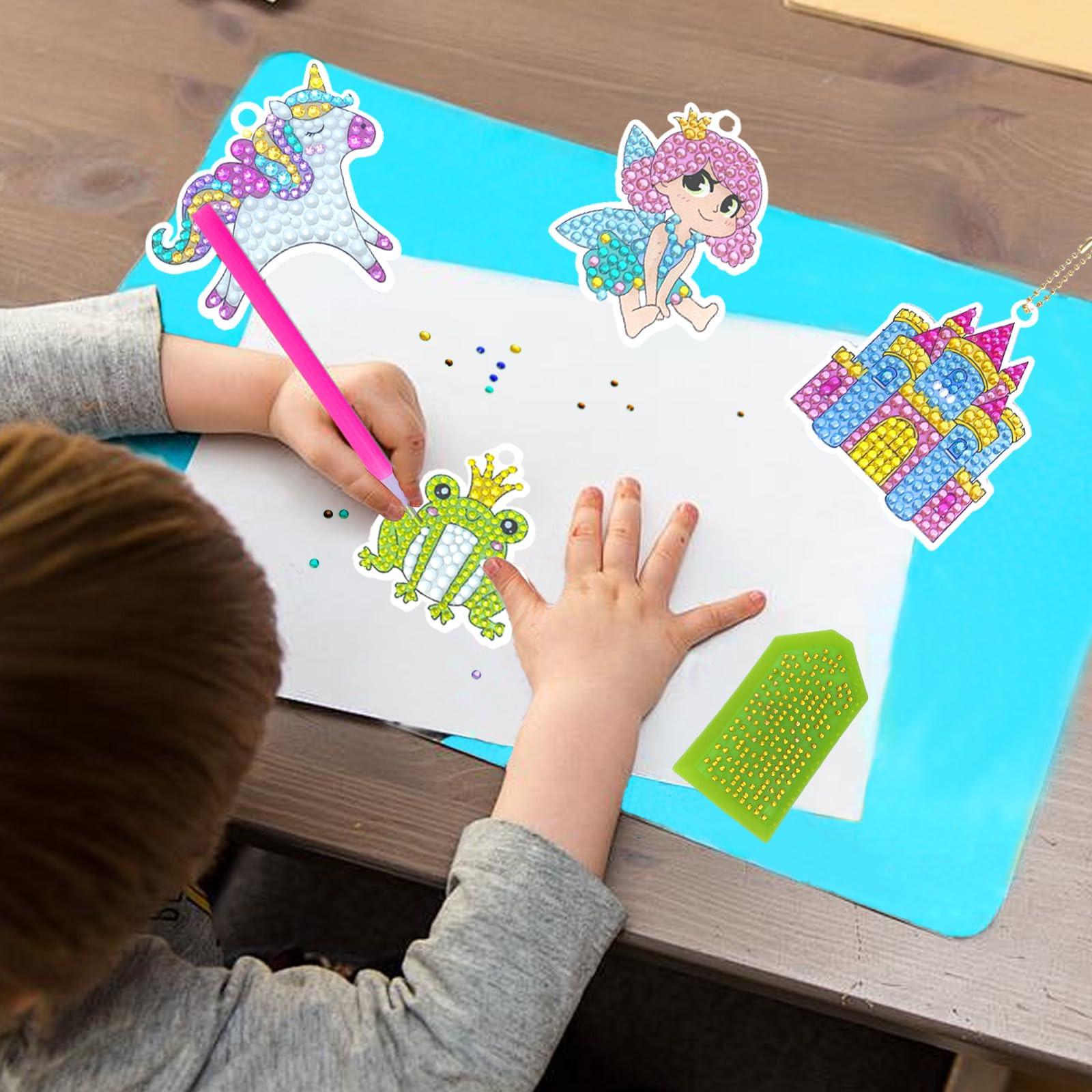 Activity-board  Diamant Malerei Schlüsselanhänger, 5D Diamant Malerei Schlüsselanhänger Kits Kinder DIY Prinzessin Diamant Anhänger Ornamente 