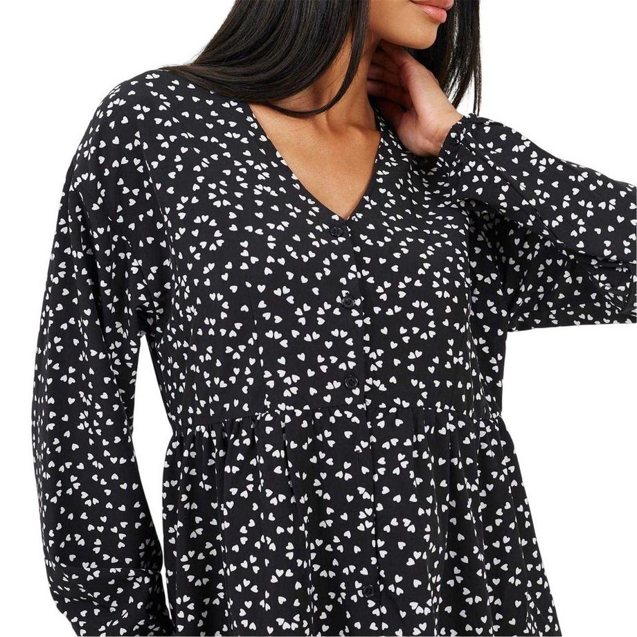 Brave Soul Robe Courte Imprimé Cœur avec Manches Bouffantes  