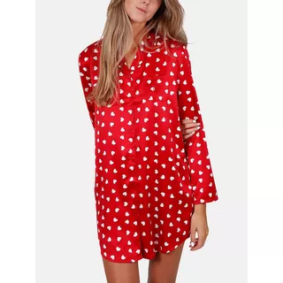 Admas  Camicia da notte in raso a manica lunga Love Christmas 