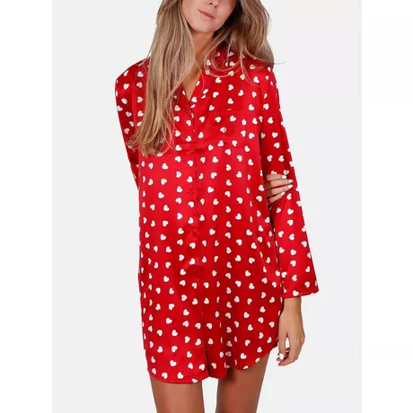 Admas  Camicia da notte in raso a manica lunga Love Christmas 